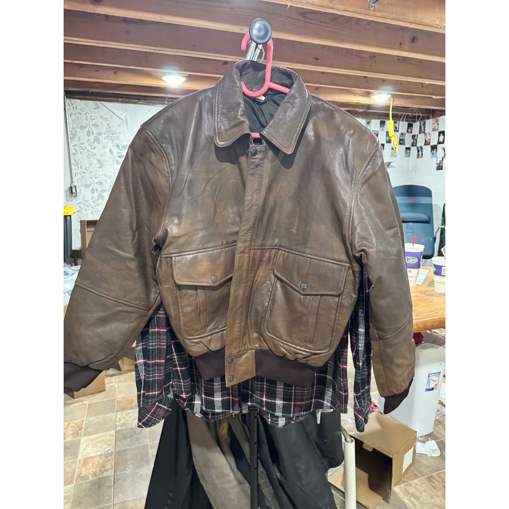 Vintage Brown Real Leather A-2 Flight Bomber Jacket Mens Small RN 43972
